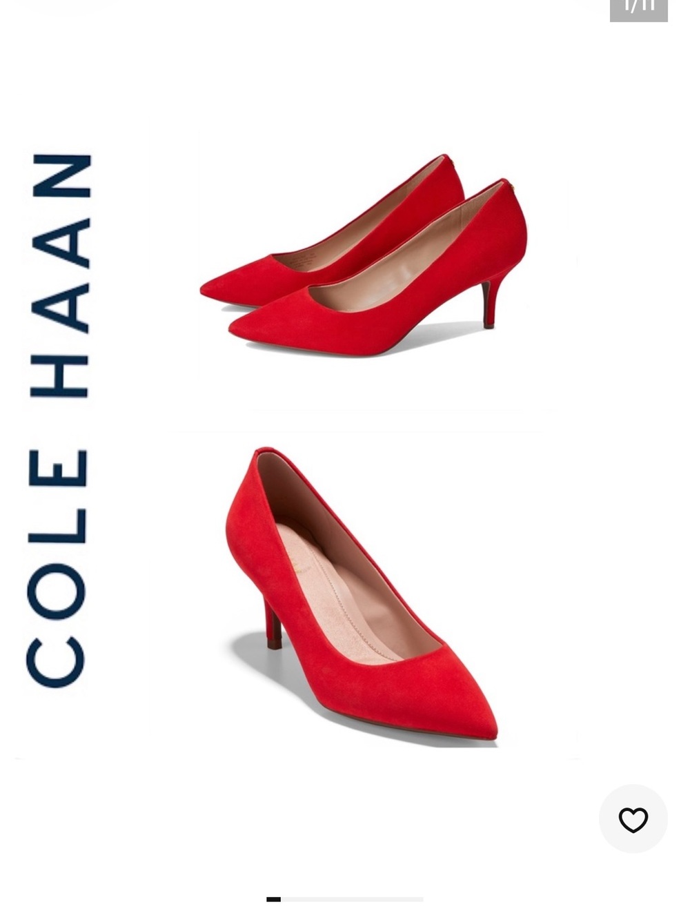 NWT Cole Haan Red Suede Pointed Pump Heels